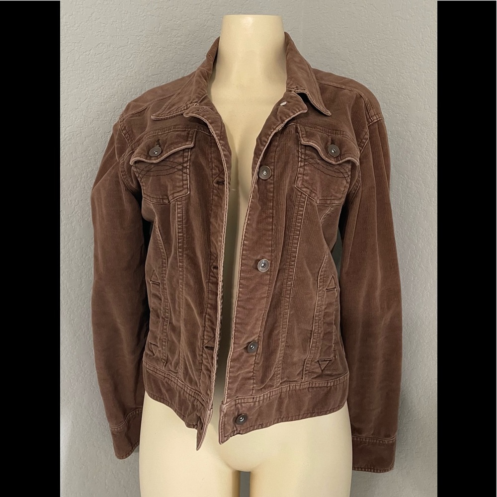 So Corduroy Stretchy Waist Length Brown Jacket Size Large